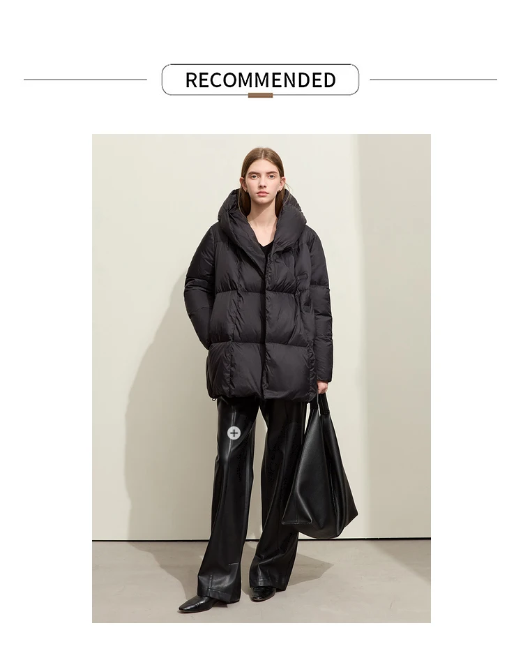 AMII Minimalist Hooded Women Duck Down Jacket Winter New 2024 Loose Warm Bread Clothing Trendy Blends Streetwear Female 12424111