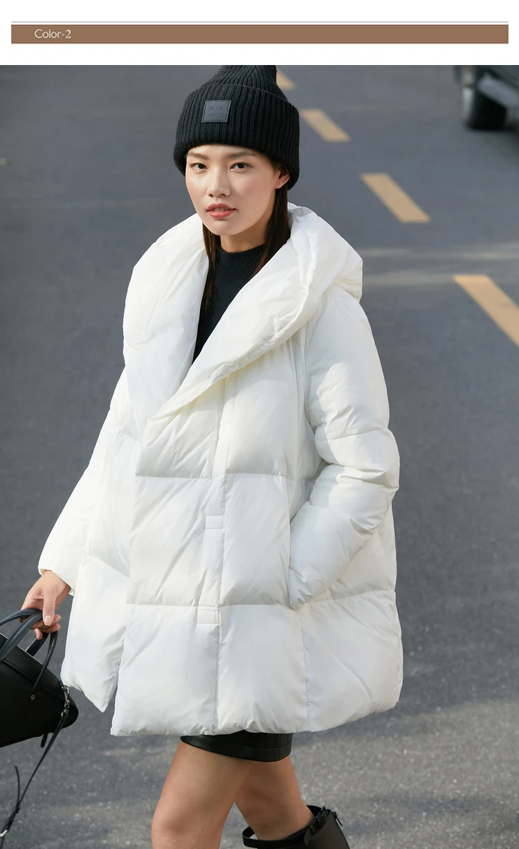 AMII Minimalist Hooded Women Duck Down Jacket Winter New 2024 Loose Warm Bread Clothing Trendy Blends Streetwear Female 12424111