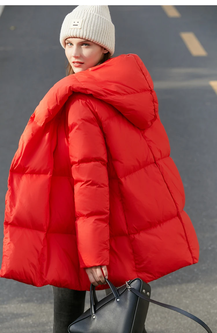 AMII Minimalist Hooded Women Duck Down Jacket Winter New 2024 Loose Warm Bread Clothing Trendy Blends Streetwear Female 12424111