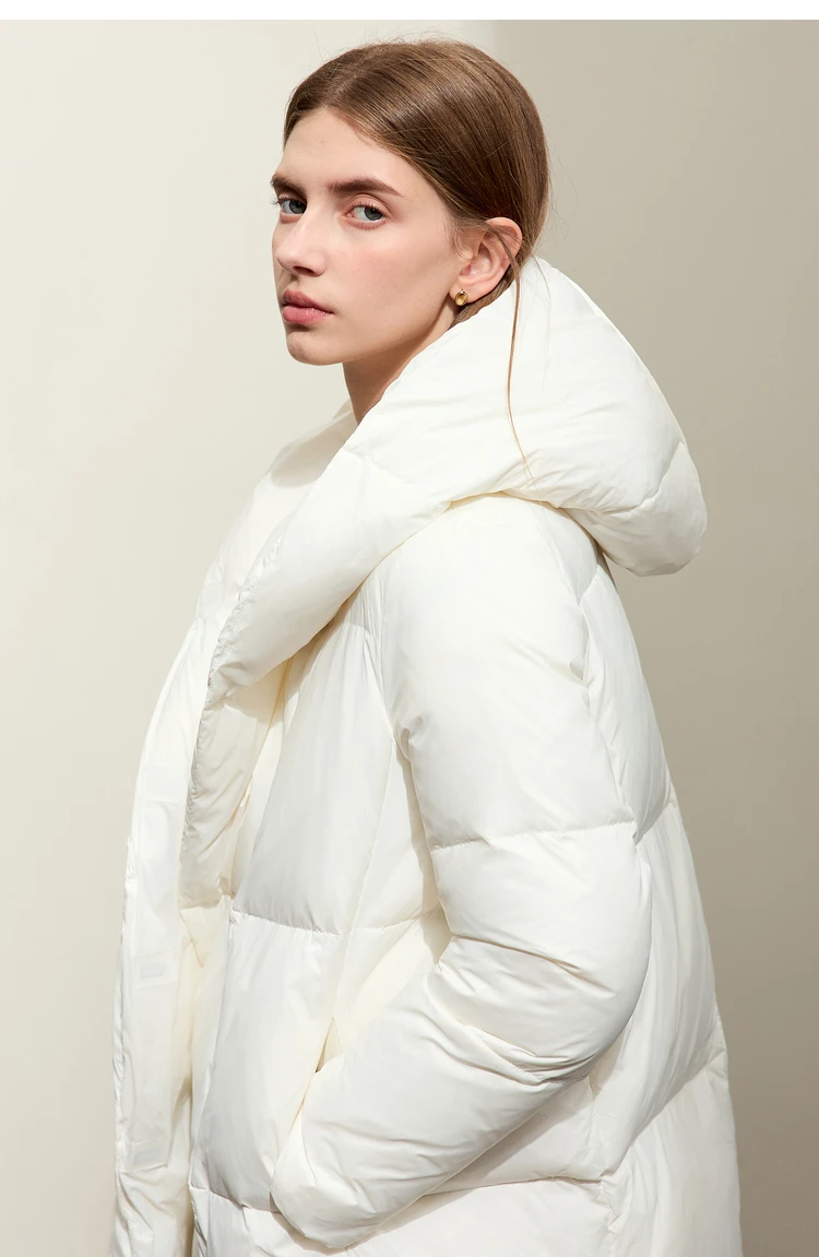AMII Minimalist Hooded Women Duck Down Jacket Winter New 2024 Loose Warm Bread Clothing Trendy Blends Streetwear Female 12424111
