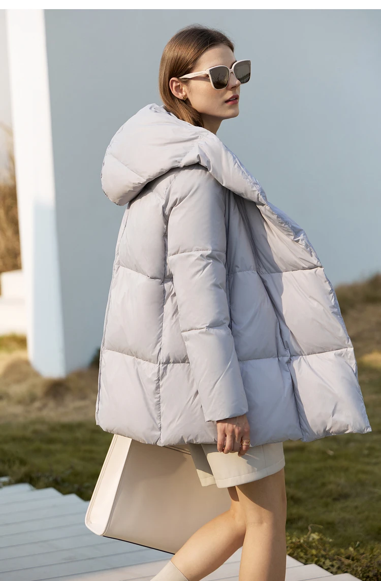 AMII Minimalist Hooded Women Duck Down Jacket Winter New 2024 Loose Warm Bread Clothing Trendy Blends Streetwear Female 12424111