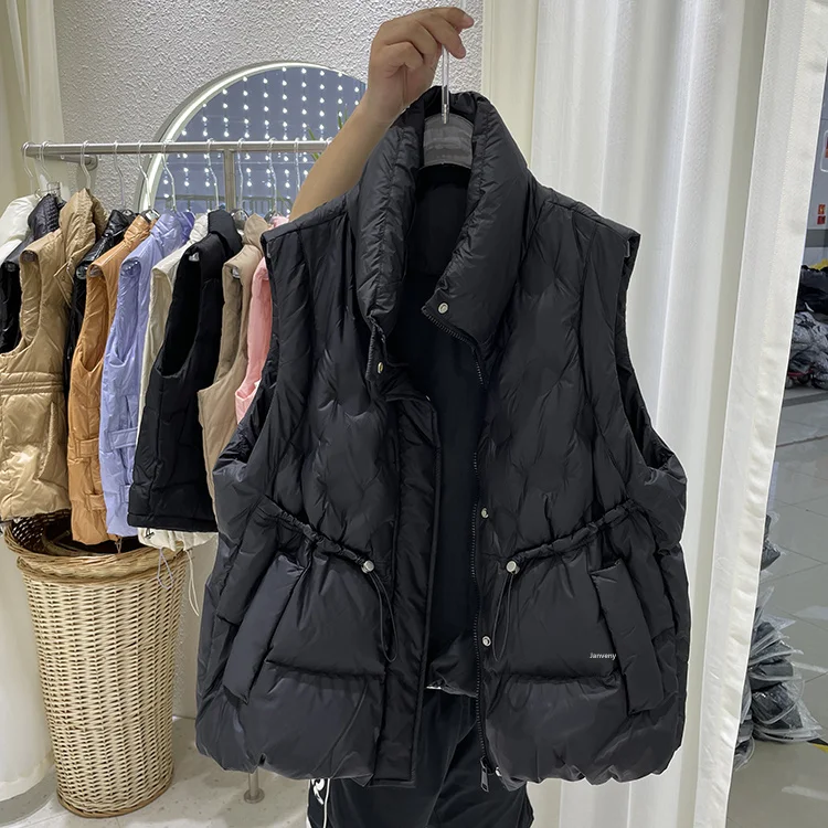Women Sleeveless Down Vest Autumn Winter Loose White Duck Down Jacket Waistcoat Female Warm Vest Outwear