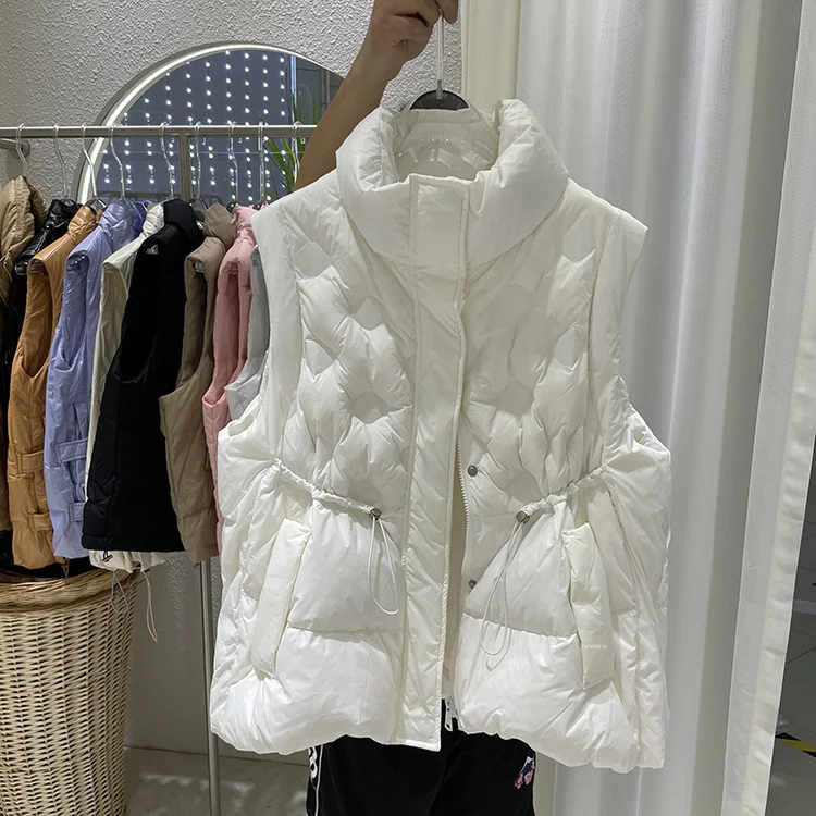 Women Sleeveless Down Vest Autumn Winter Loose White Duck Down Jacket Waistcoat Female Warm Vest Outwear