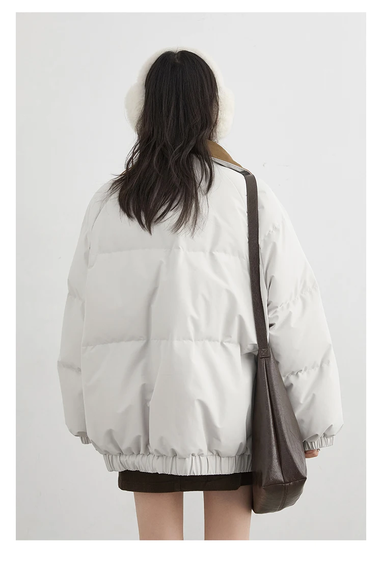 CHIC VEN Fashion Women Down Coats Long Sleeve Solid Retro Loose Casual Contrasting 90 White Down Jacket Autumn Winter 2025