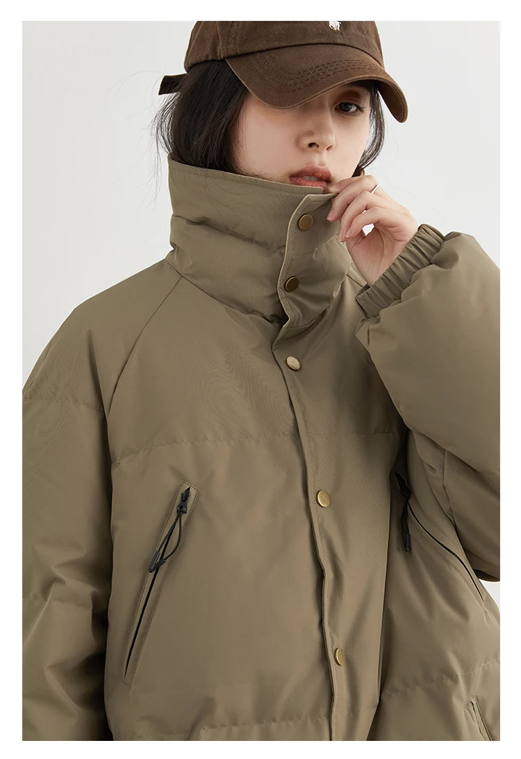 CHIC VEN Fashion Women Down Coats Long Sleeve Solid Retro Loose Casual Contrasting 90 White Down Jacket Autumn Winter 2025
