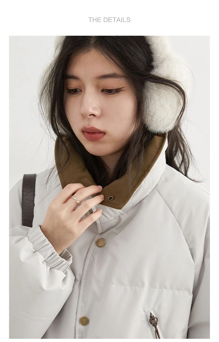 CHIC VEN Fashion Women Down Coats Long Sleeve Solid Retro Loose Casual Contrasting 90 White Down Jacket Autumn Winter 2025