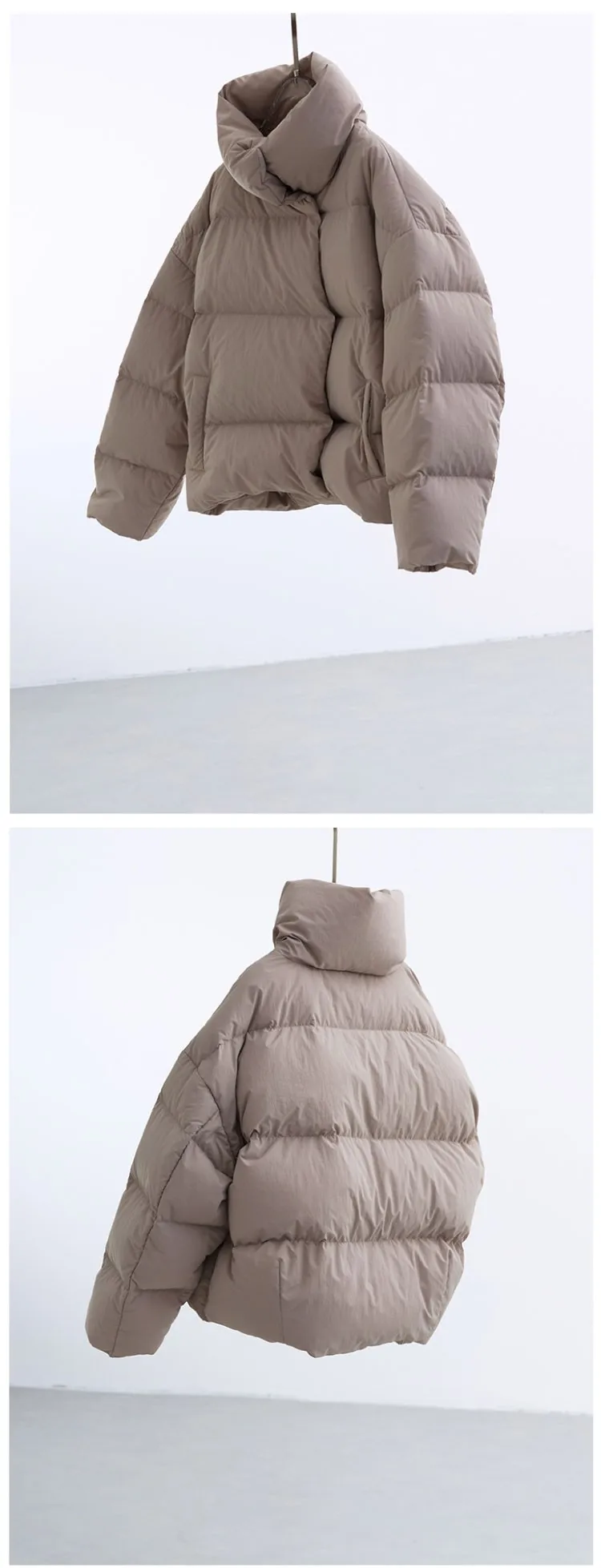 Goose down 160G~Magnetic Buckle Winter New Style Black Short down Jacket for Women, Lightweight Thick Coat for Petite Sizes