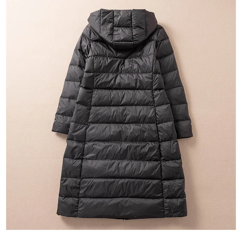 2022 Autumn Winter Women Down Coat Warm Lightweight White Duck Down Jacket Parkas Ladies Loose Long Hooded Windproof Outwears