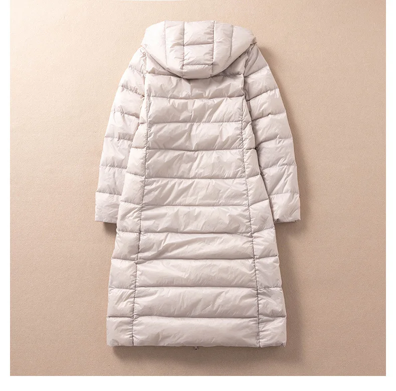 2022 Autumn Winter Women Down Coat Warm Lightweight White Duck Down Jacket Parkas Ladies Loose Long Hooded Windproof Outwears