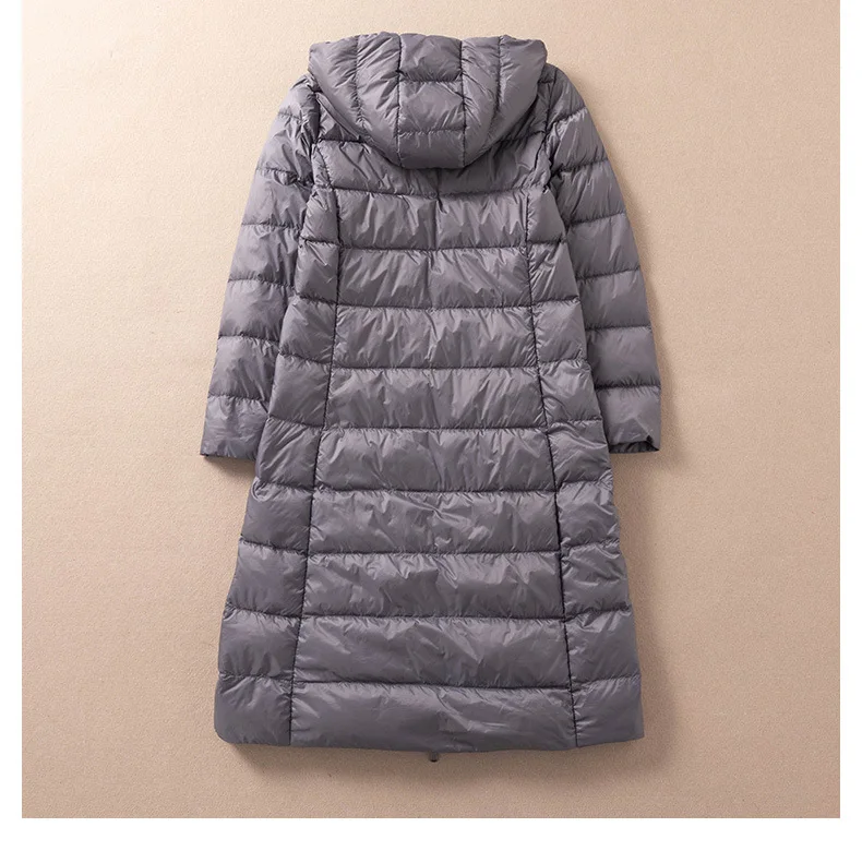 2022 Autumn Winter Women Down Coat Warm Lightweight White Duck Down Jacket Parkas Ladies Loose Long Hooded Windproof Outwears
