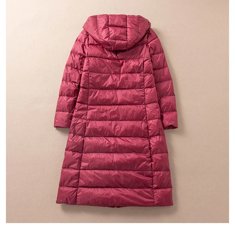 2022 Autumn Winter Women Down Coat Warm Lightweight White Duck Down Jacket Parkas Ladies Loose Long Hooded Windproof Outwears
