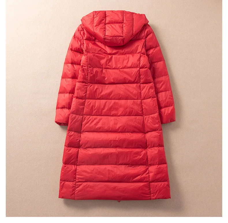 2022 Autumn Winter Women Down Coat Warm Lightweight White Duck Down Jacket Parkas Ladies Loose Long Hooded Windproof Outwears