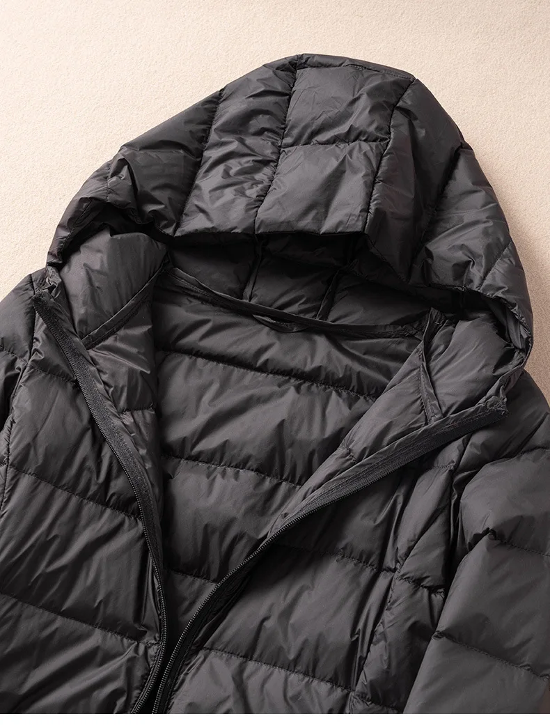 2022 Autumn Winter Women Down Coat Warm Lightweight White Duck Down Jacket Parkas Ladies Loose Long Hooded Windproof Outwears
