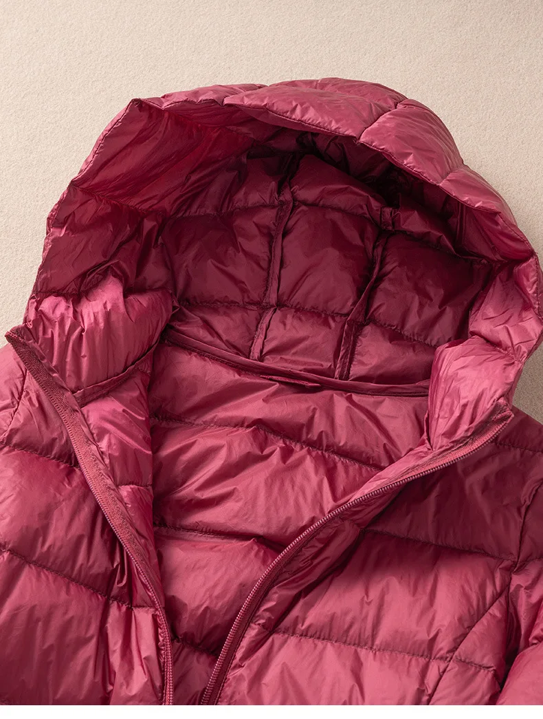 2022 Autumn Winter Women Down Coat Warm Lightweight White Duck Down Jacket Parkas Ladies Loose Long Hooded Windproof Outwears