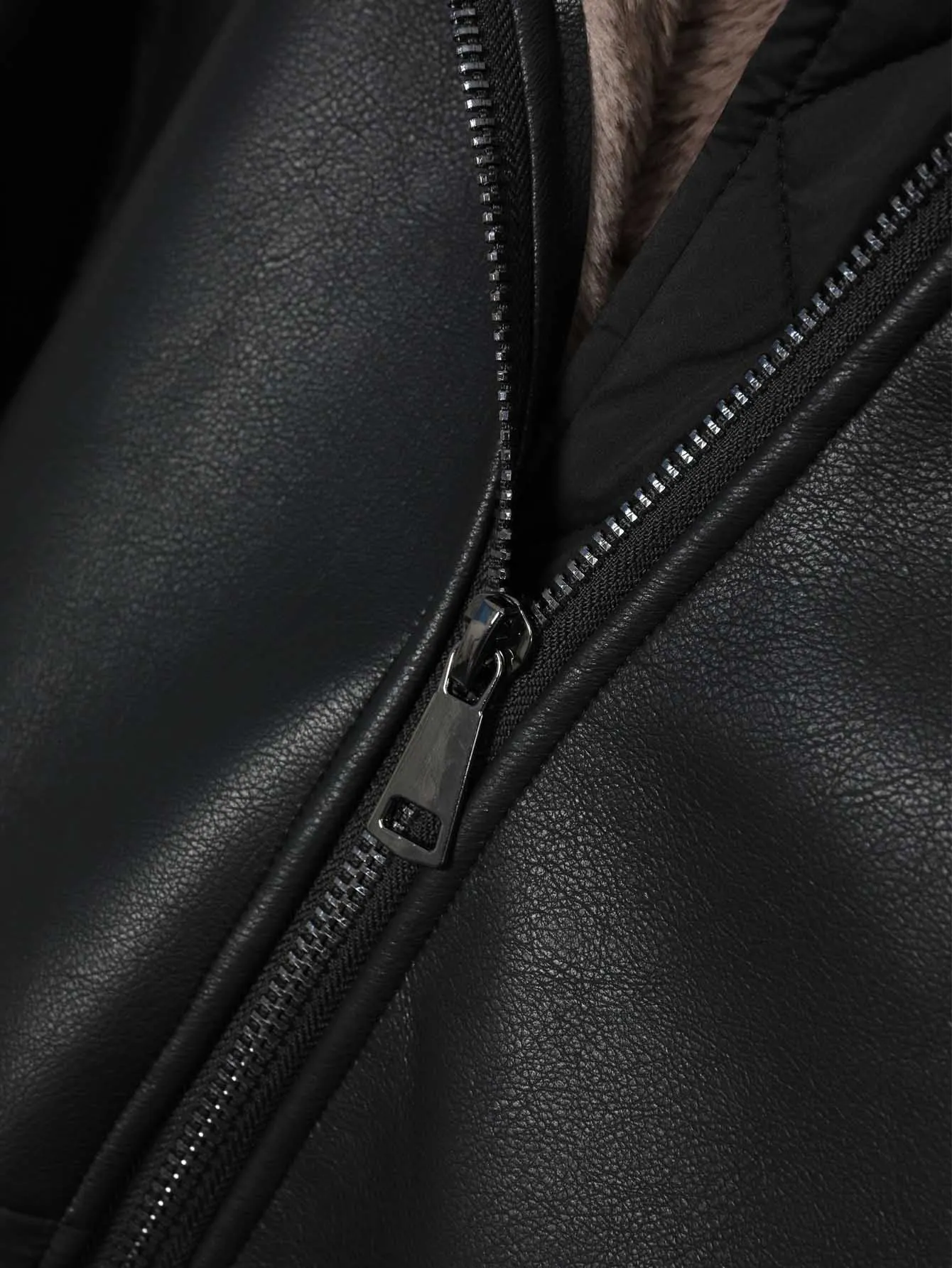 Maomaokong Real Fox Fur Collar Women's Winter Down Jacket Black Soft Faux Leather Fabric Patching Cool Oversized Zipper Fashion