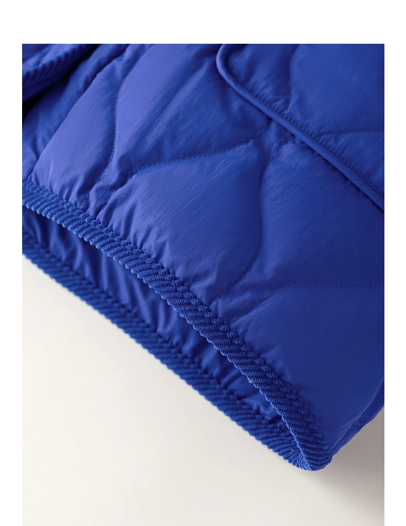 TOYOUTH Women Down Jacket 2026 Winter New Arrival Lightweight Loose Crew Neck Corduroy Spliced Outerwear