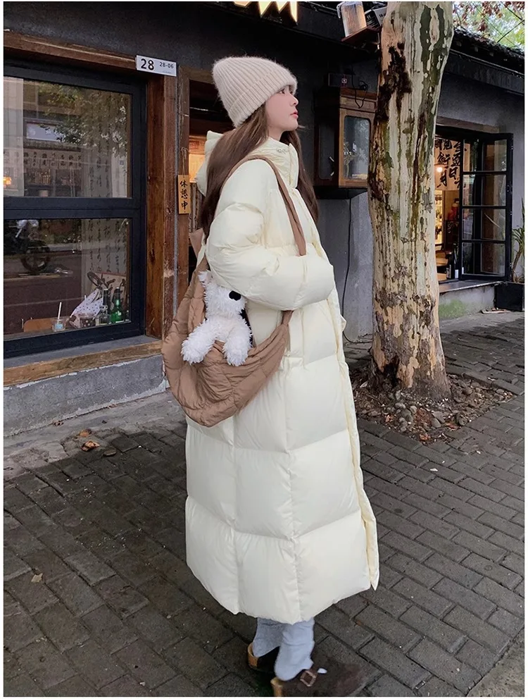 Winter Warm Hooded Loose High-Quality Thick Women Down Jacket 2025 New Temperament Solid Color Goose Down Women Down Jacket H491