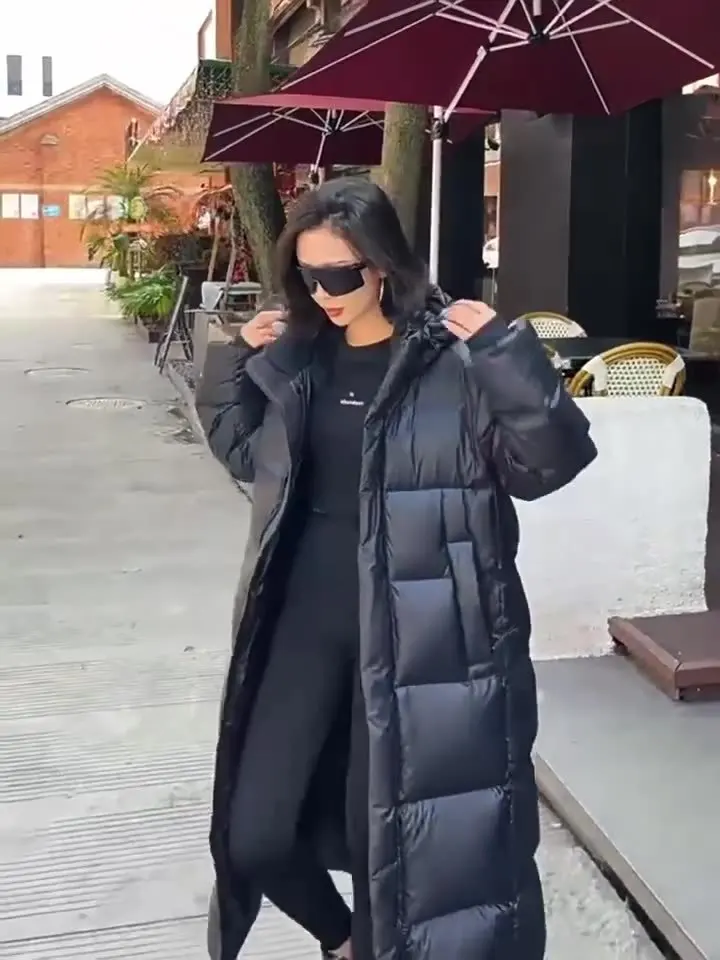 Winter Warm Hooded Loose High-Quality Thick Women Down Jacket 2025 New Temperament Solid Color Goose Down Women Down Jacket H491