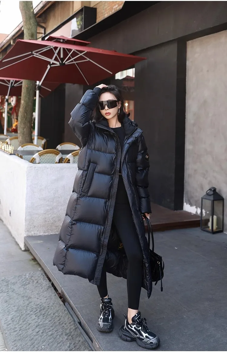 Winter Warm Hooded Loose High-Quality Thick Women Down Jacket 2025 New Temperament Solid Color Goose Down Women Down Jacket H491