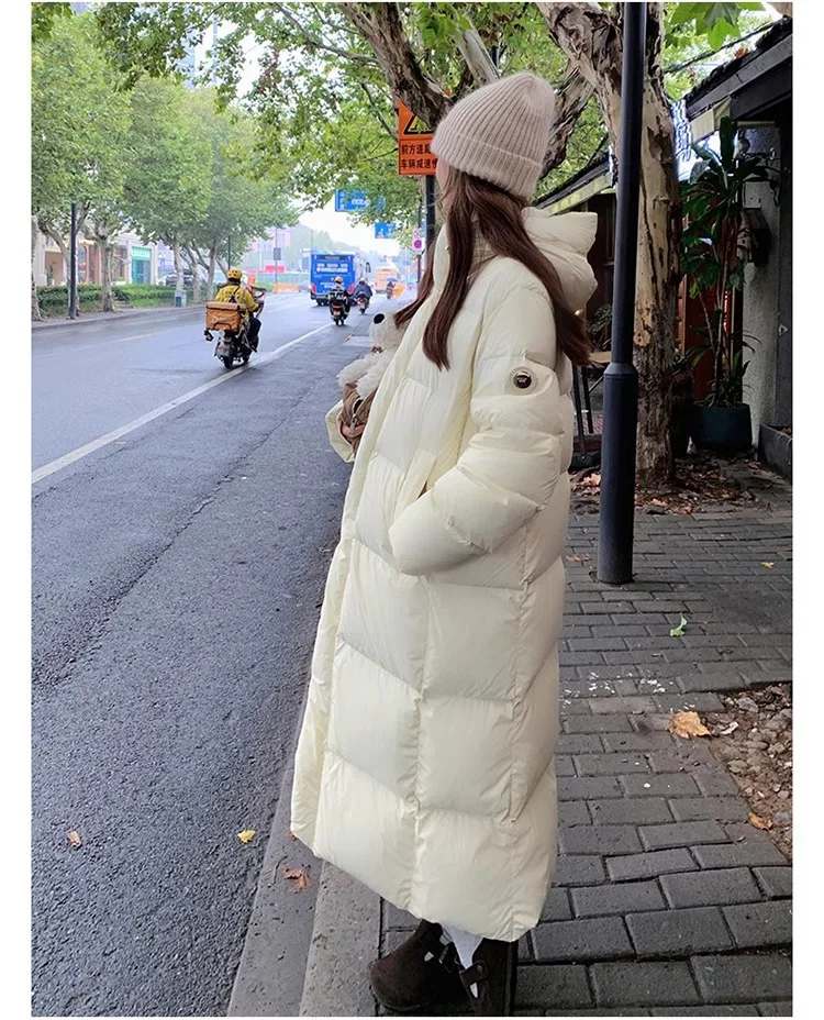 Winter Warm Hooded Loose High-Quality Thick Women Down Jacket 2025 New Temperament Solid Color Goose Down Women Down Jacket H491