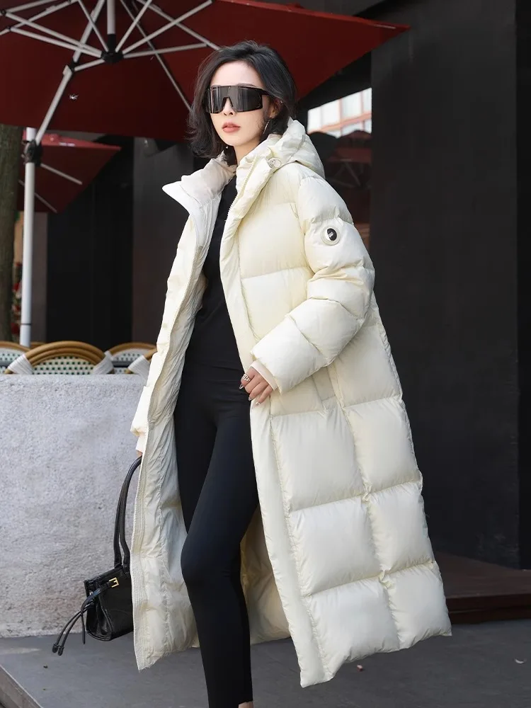 Winter Warm Hooded Loose High-Quality Thick Women Down Jacket 2025 New Temperament Solid Color Goose Down Women Down Jacket H491