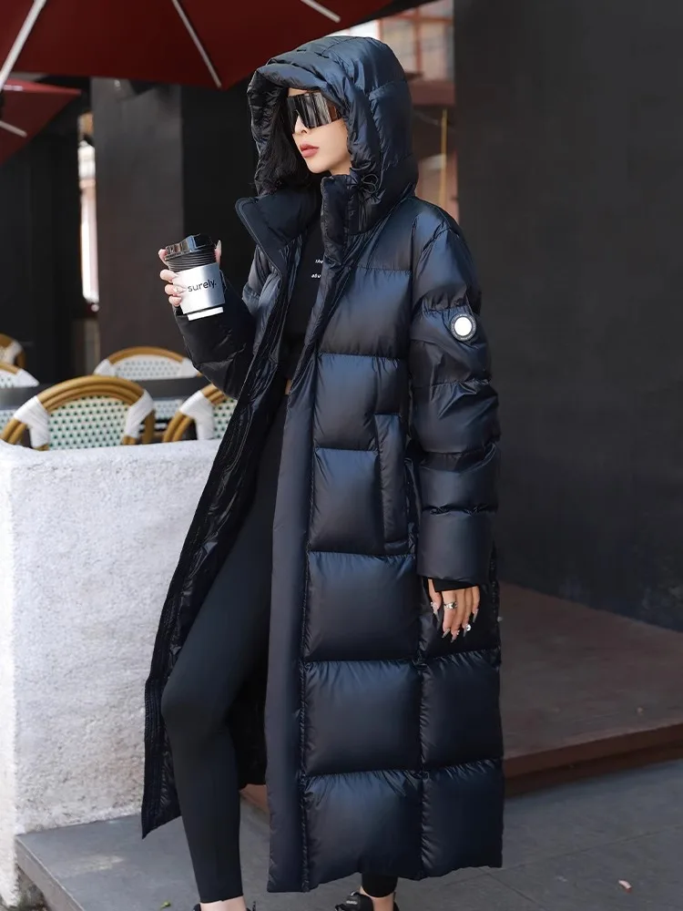 Winter Warm Hooded Loose High-Quality Thick Women Down Jacket 2025 New Temperament Solid Color Goose Down Women Down Jacket H491