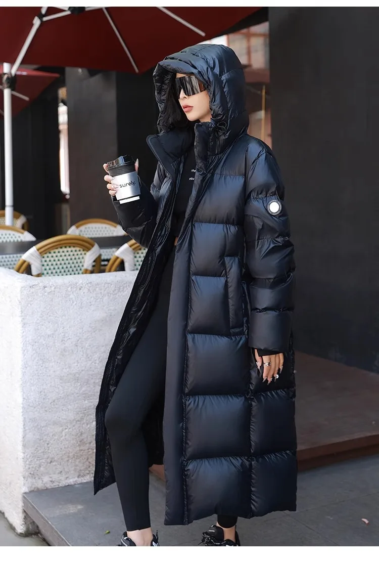 Winter Warm Hooded Loose High-Quality Thick Women Down Jacket 2025 New Temperament Solid Color Goose Down Women Down Jacket H491