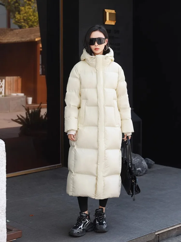 Winter Warm Hooded Loose High-Quality Thick Women Down Jacket 2025 New Temperament Solid Color Goose Down Women Down Jacket H491