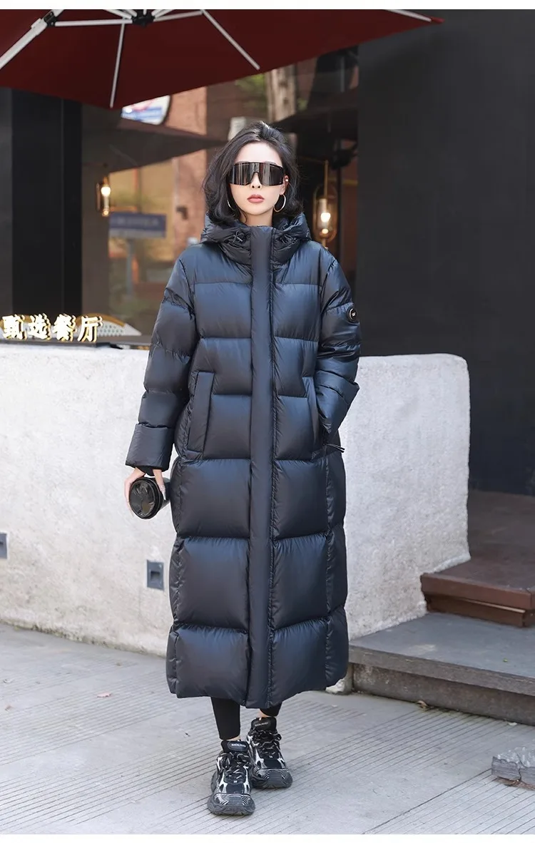 Winter Warm Hooded Loose High-Quality Thick Women Down Jacket 2025 New Temperament Solid Color Goose Down Women Down Jacket H491