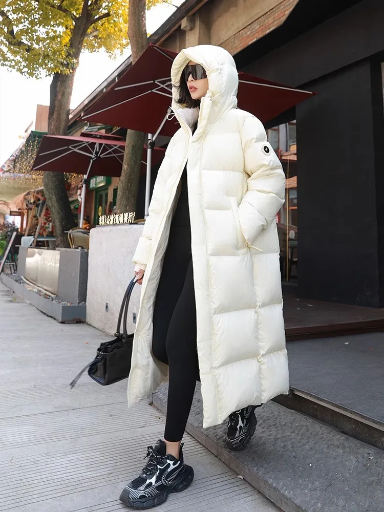 Winter Warm Hooded Loose High-Quality Thick Women Down Jacket 2025 New Temperament Solid Color Goose Down Women Down Jacket H491
