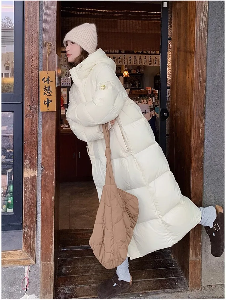 Winter Warm Hooded Loose High-Quality Thick Women Down Jacket 2025 New Temperament Solid Color Goose Down Women Down Jacket H491