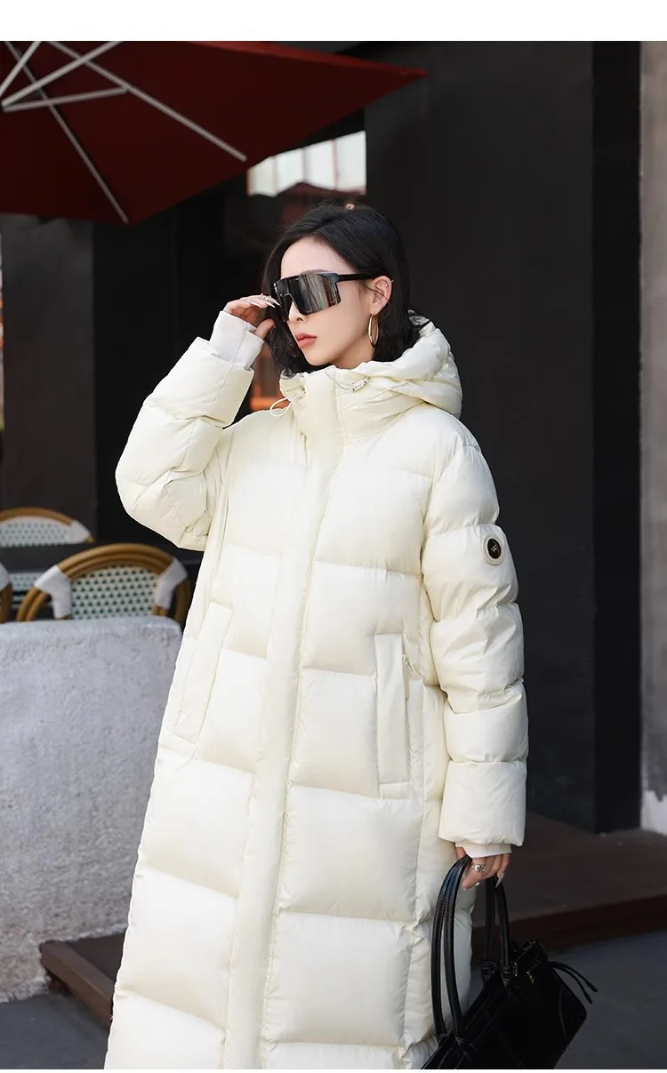 Winter Warm Hooded Loose High-Quality Thick Women Down Jacket 2025 New Temperament Solid Color Goose Down Women Down Jacket H491