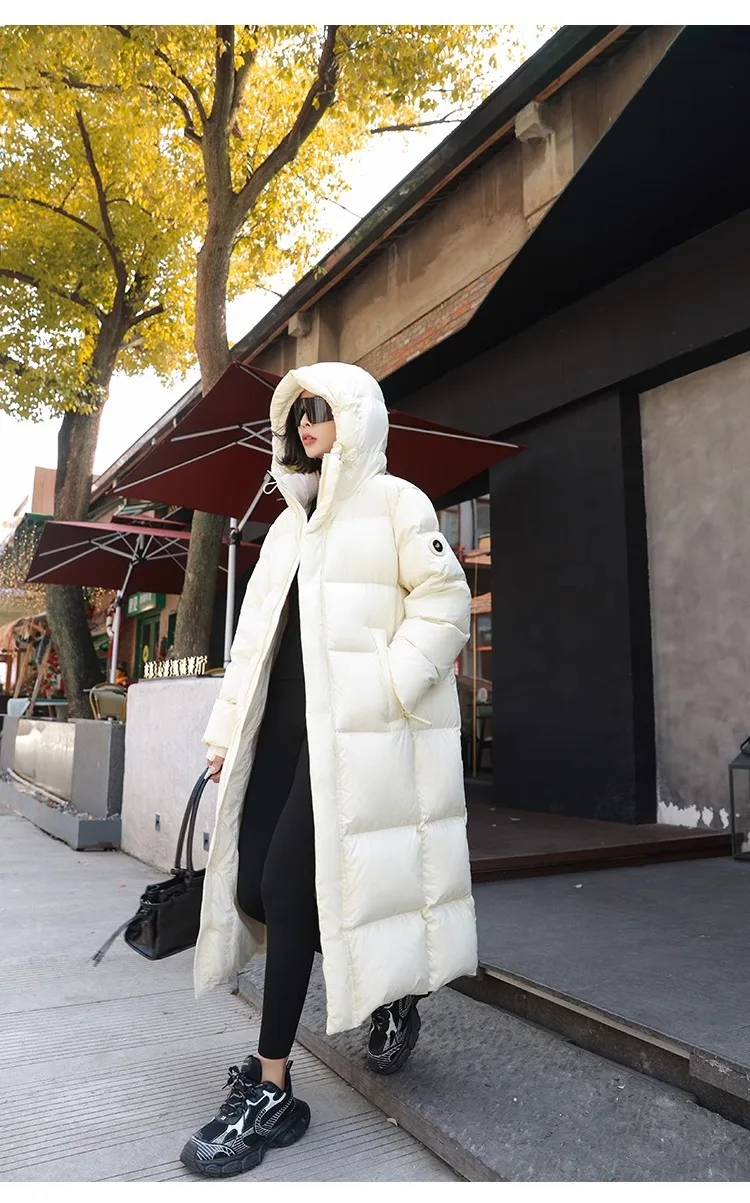 Winter Warm Hooded Loose High-Quality Thick Women Down Jacket 2025 New Temperament Solid Color Goose Down Women Down Jacket H491