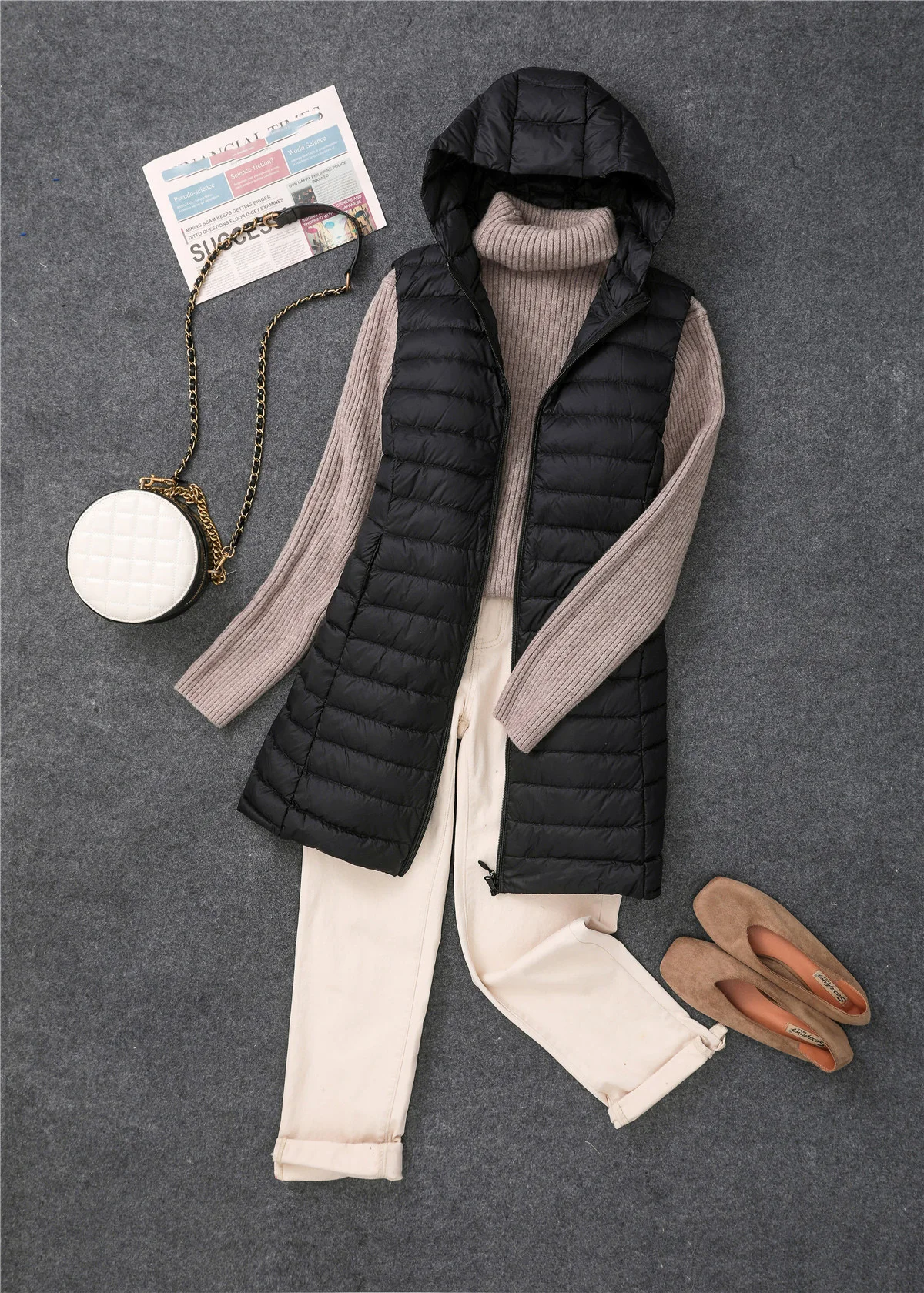 New 2025 Women Women Ultra Light Down Vests Hooded Slim Sleeveless Jacket Girl Lightweight Windproof Waistcoat Korean Fit Parkas