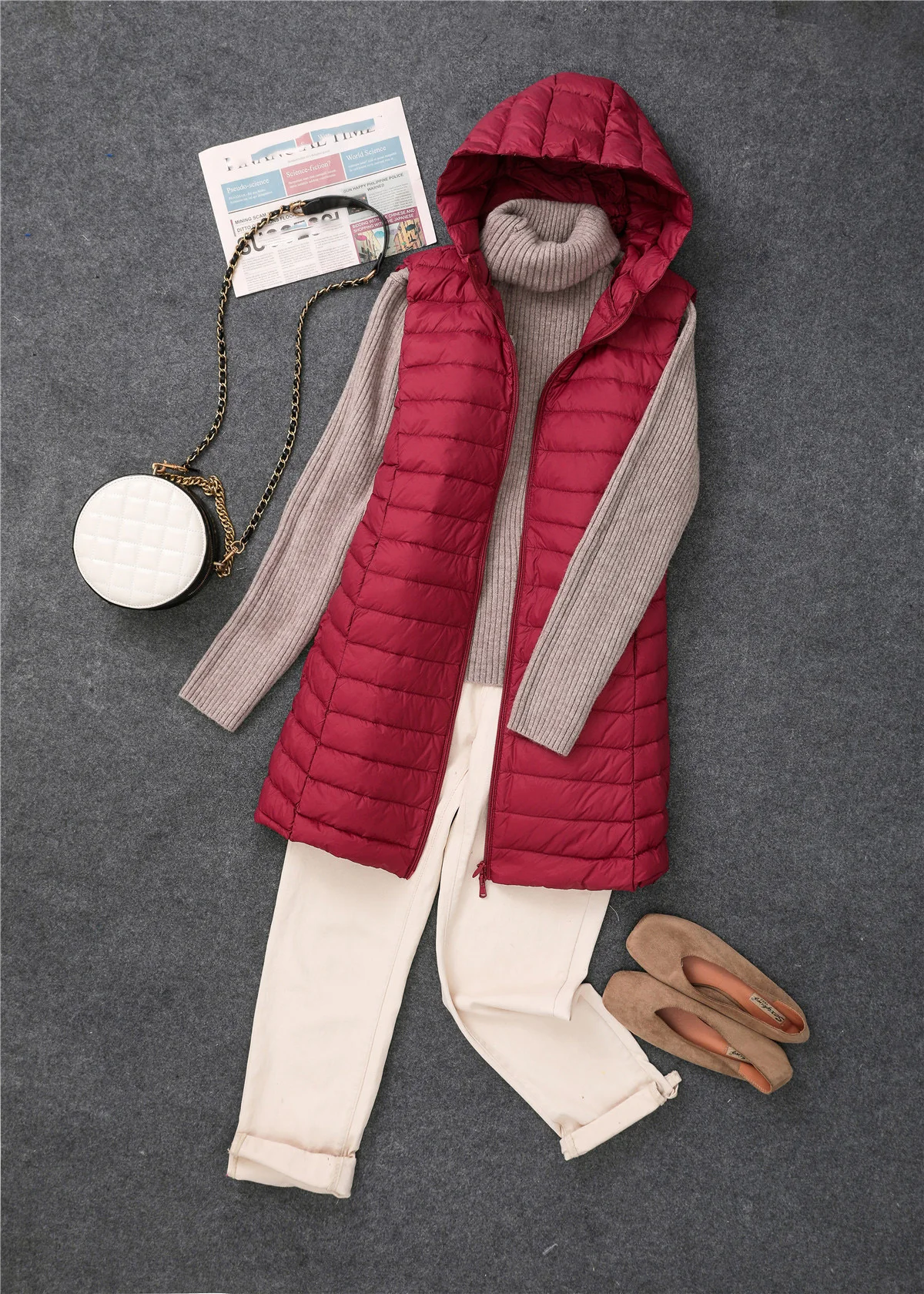New 2025 Women Women Ultra Light Down Vests Hooded Slim Sleeveless Jacket Girl Lightweight Windproof Waistcoat Korean Fit Parkas