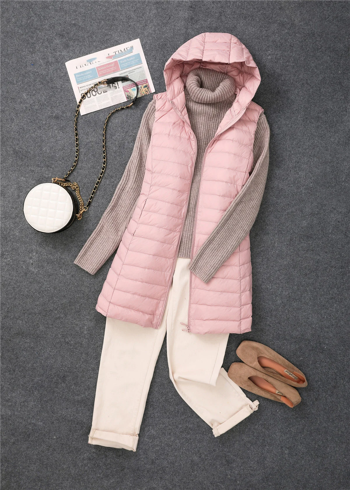 New 2025 Women Women Ultra Light Down Vests Hooded Slim Sleeveless Jacket Girl Lightweight Windproof Waistcoat Korean Fit Parkas