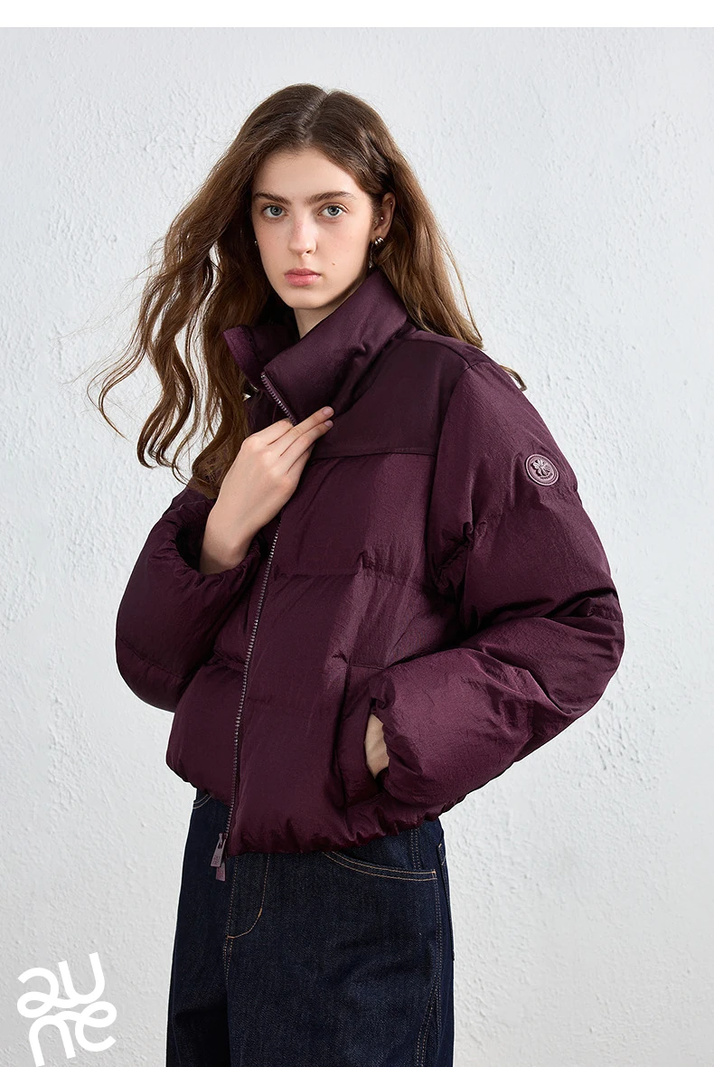 TOYOUTH Women Down Jacket 2026 Winter New Luxury Patchwork Cropped Ankora Red Puffer Coat