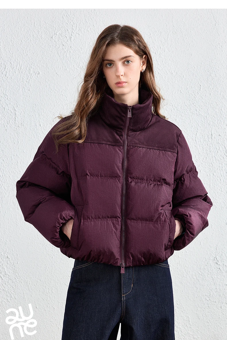 TOYOUTH Women Down Jacket 2026 Winter New Luxury Patchwork Cropped Ankora Red Puffer Coat