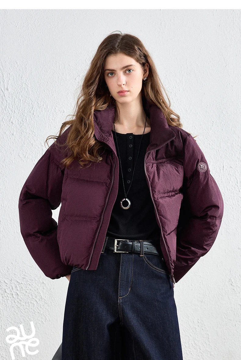 TOYOUTH Women Down Jacket 2026 Winter New Luxury Patchwork Cropped Ankora Red Puffer Coat