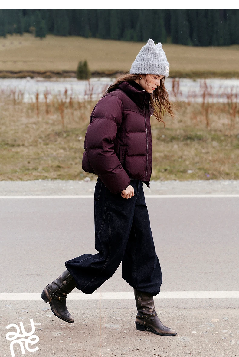 TOYOUTH Women Down Jacket 2026 Winter New Luxury Patchwork Cropped Ankora Red Puffer Coat