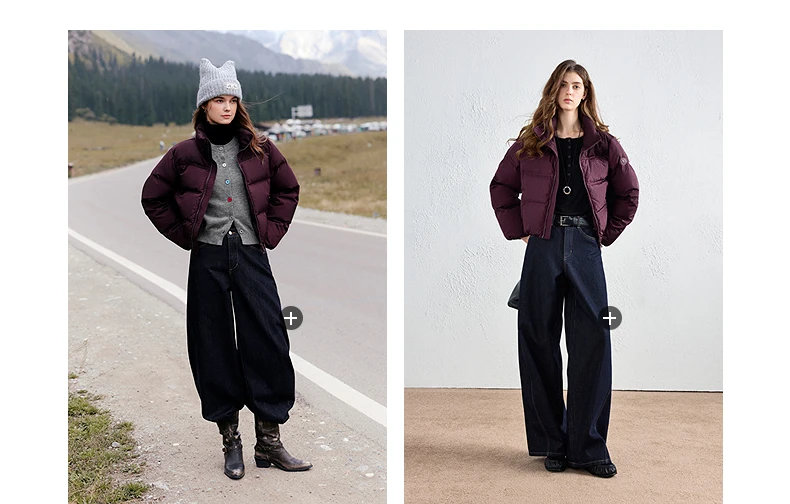 TOYOUTH Women Down Jacket 2026 Winter New Luxury Patchwork Cropped Ankora Red Puffer Coat