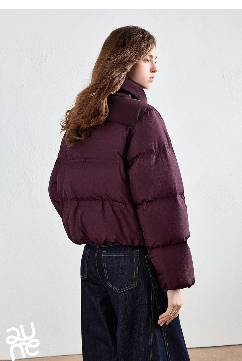 TOYOUTH Women Down Jacket 2026 Winter New Luxury Patchwork Cropped Ankora Red Puffer Coat