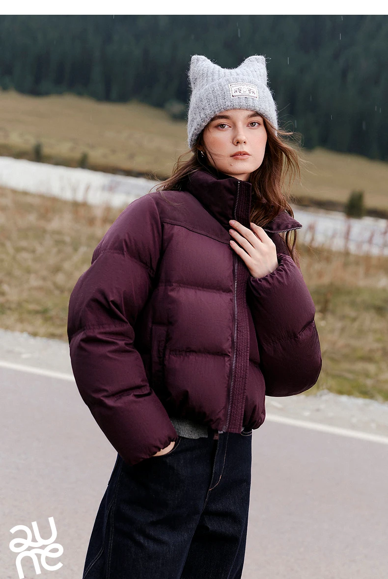 TOYOUTH Women Down Jacket 2026 Winter New Luxury Patchwork Cropped Ankora Red Puffer Coat