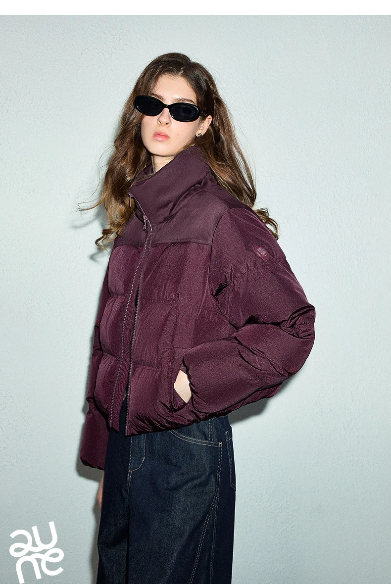 TOYOUTH Women Down Jacket 2026 Winter New Luxury Patchwork Cropped Ankora Red Puffer Coat
