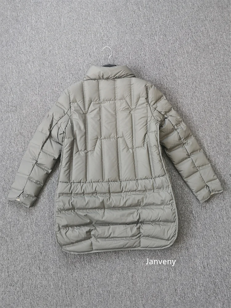 Janveny 2025 New Winter Women Lightweight 90% White Duck Down Jacket Ultra Light Warm Loose Puffer Feather Coat Female Parkas