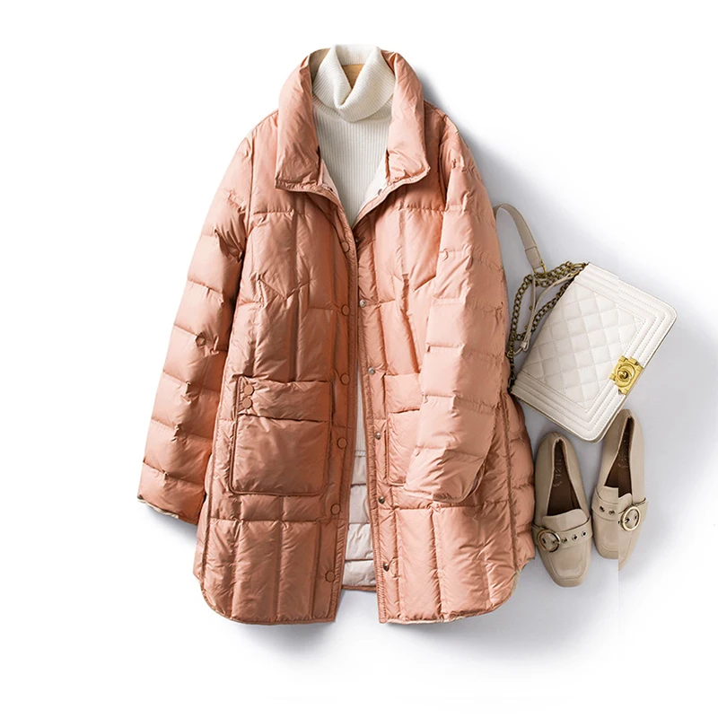 Janveny 2025 New Winter Women Lightweight 90% White Duck Down Jacket Ultra Light Warm Loose Puffer Feather Coat Female Parkas