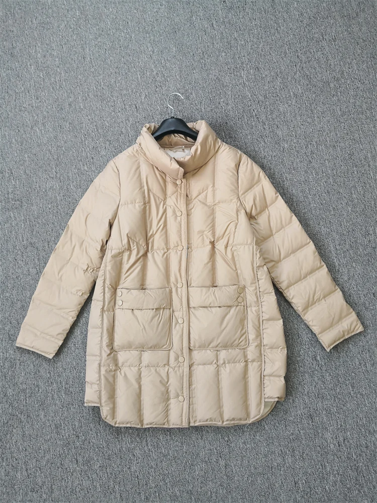 Janveny 2025 New Winter Women Lightweight 90% White Duck Down Jacket Ultra Light Warm Loose Puffer Feather Coat Female Parkas
