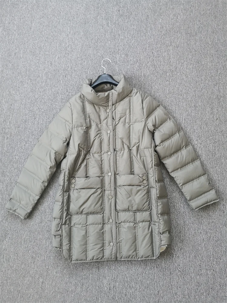 Janveny 2025 New Winter Women Lightweight 90% White Duck Down Jacket Ultra Light Warm Loose Puffer Feather Coat Female Parkas