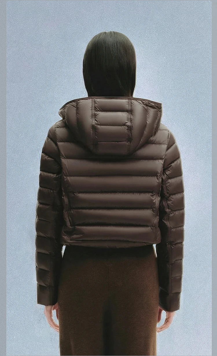 BOSIDENG Women Short Cropped Hooded Down Jacket Lightweight Quilted Puffer Coat Portable Warm Daily Outerwear