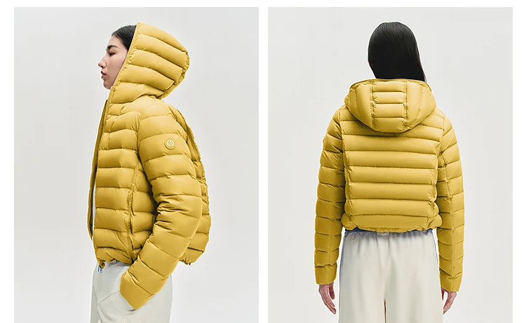 BOSIDENG Women Short Cropped Hooded Down Jacket Lightweight Quilted Puffer Coat Portable Warm Daily Outerwear